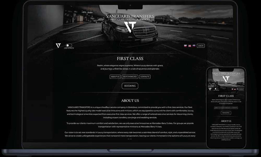 My design and implementation of the Vanguard Transfers website on a laptop and phone